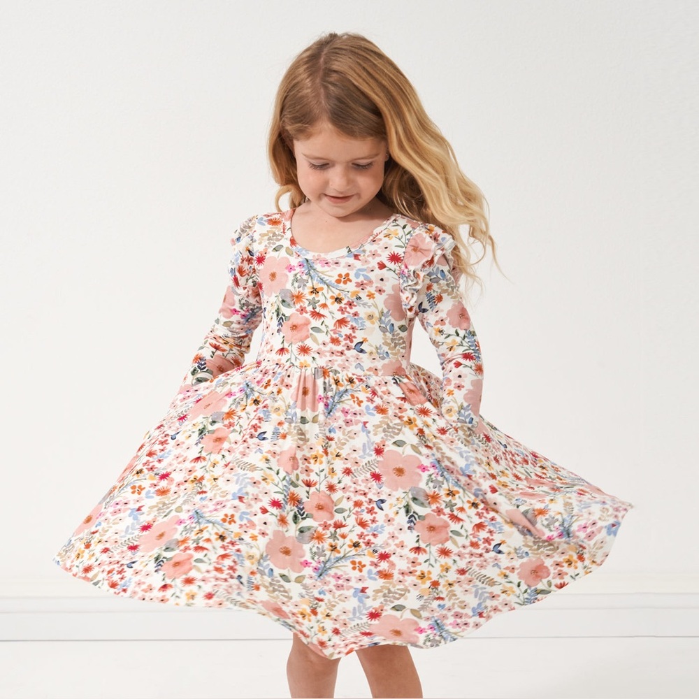 Little Sleepies Floral Play Dress Mauve Meadow